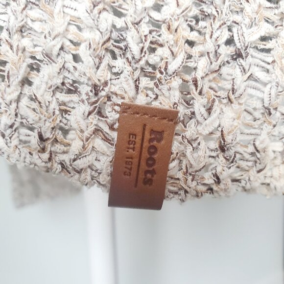 ROOTS Women's Round Neck Ribbed Knit Sweater Heathered Blush & Black Size Medium - Picture 6 of 10